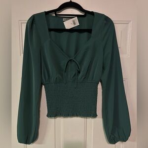 Wishlist‎ Apparel Smocked Chiffon Women's Top-Size Medium-Balloon Sleeves